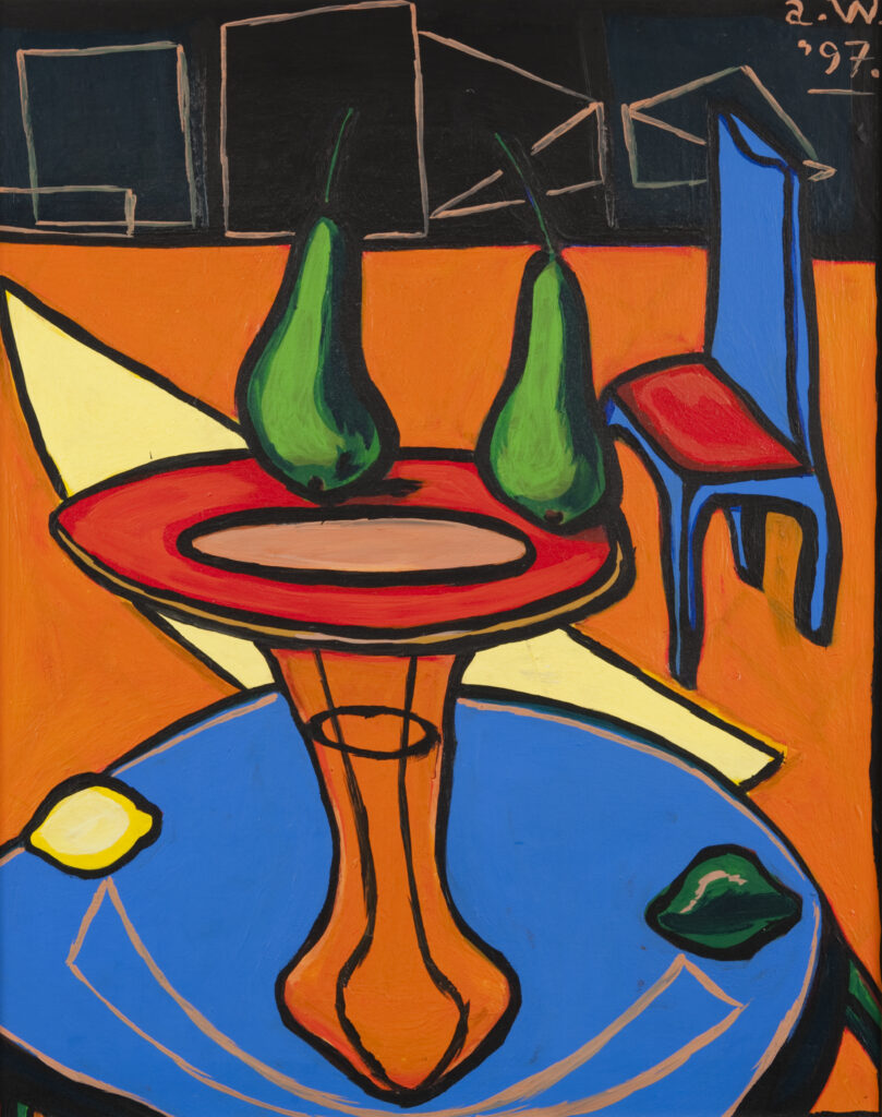 Article image for Adrian Wiszniewski | Fruit on a Slice of Lemon, Acrylic on Canvas, 1997