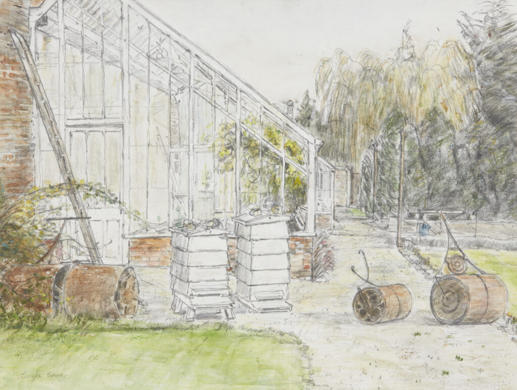 Article image for Olwyn Bowey | Head Gardeners Beehive, Pencil & Watercolour, 1994